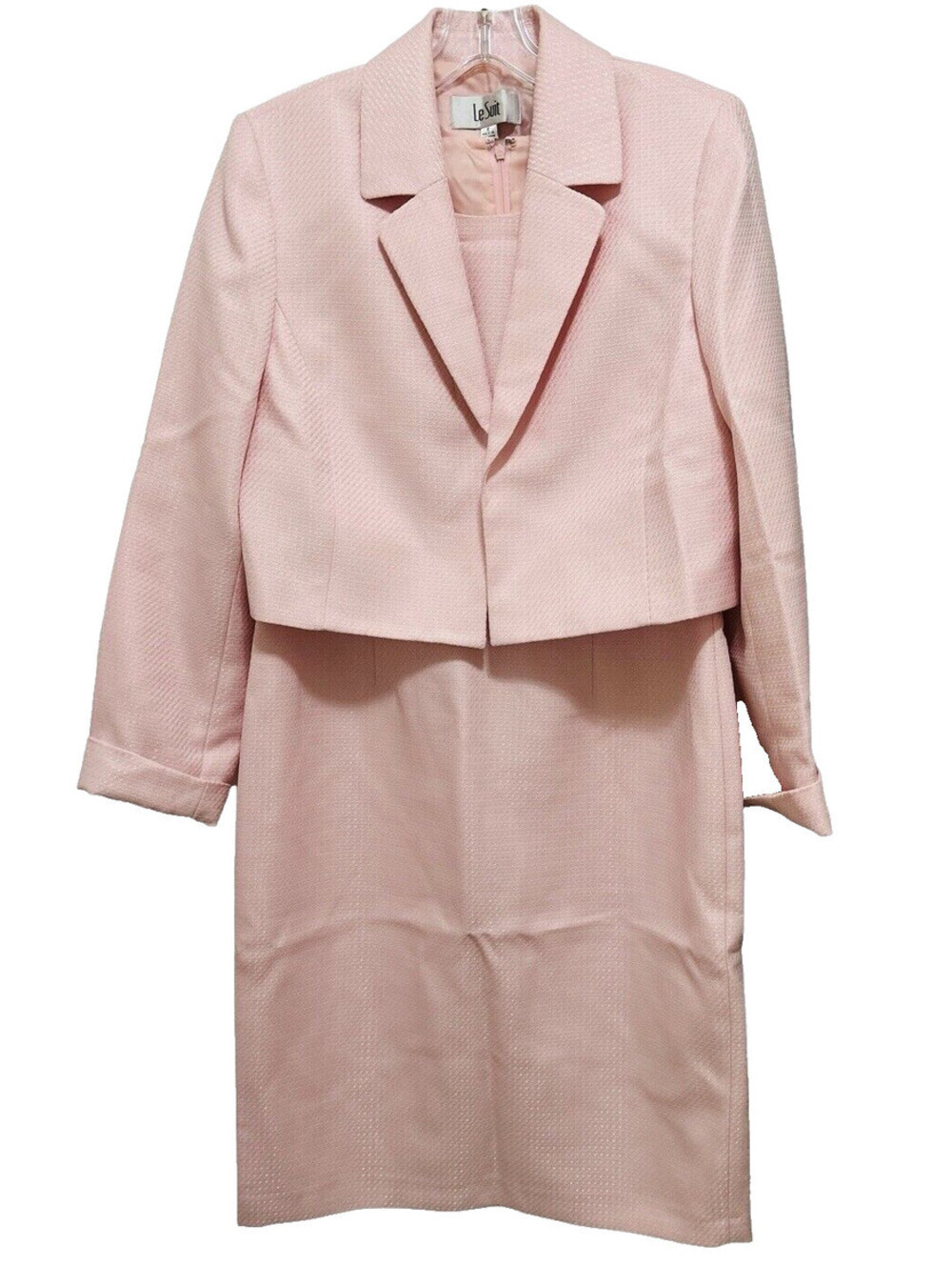 Le Suit 8 Pastel Pink Jacket Dress Long Sleeve Lined Mother of Bride Grandmacore